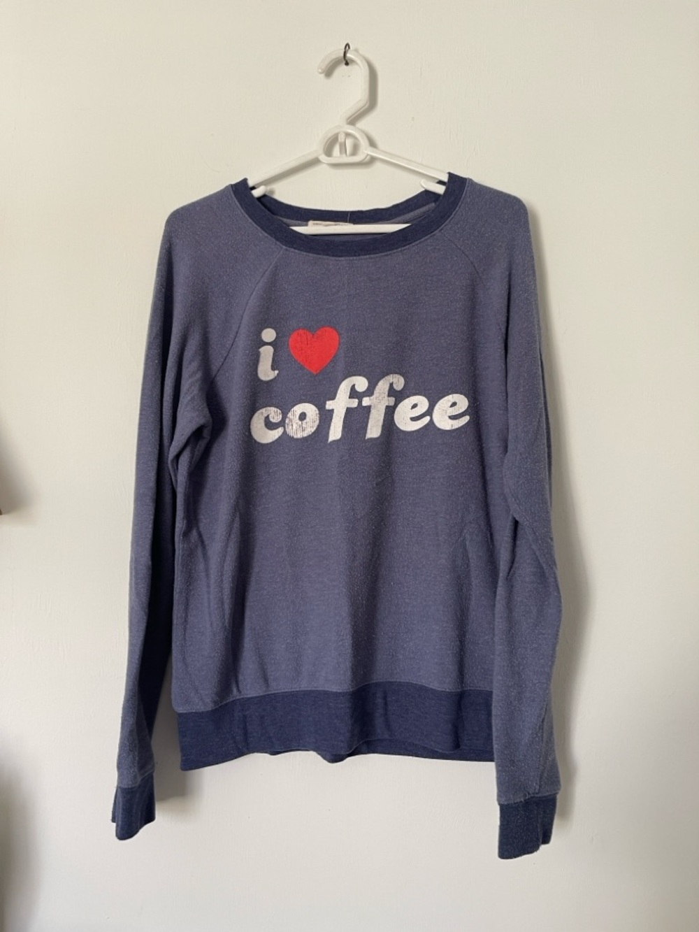 Grayson Threads Navy Crewneck Sweatshirt with Red Heart 'I ♥ Coffee' Graphic